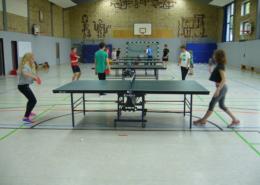schülerinnen und schüler aus dem internat landschulheim steinmühle spielen tischtennis in der sporthalle in marburg, hessen